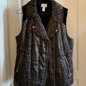 Leopard print vest with black velveteen back.